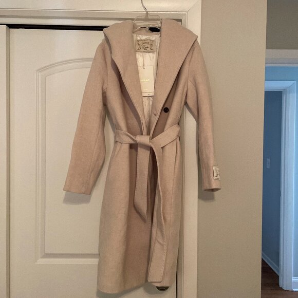 Aritzia Emilie Coat, Heather Light Oatmeal, Size Small, Wool Cashmere, NWT - Picture 1 of 4